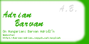 adrian barvan business card